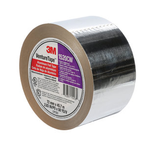 3M™ Venture Tape™ 750351-15203 Foil Tape, 2.83 in W, 50 yd L, 1.8 mil Thick, Aluminum, 21 lb/in Tensile Strength, Silver