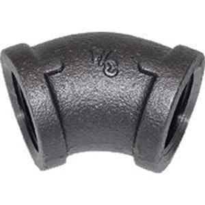 BRAMEC® 17291 Elbow, 1/2 in x 1/2 in, 45 deg, Material Construction: Malleable Iron, Black, Iron