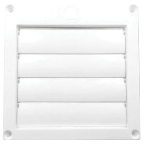 Builders Best® PML320 Series 110282 Louvered Vent Hood, 5-1/2 in H, 5-1/2 in W, 11-5/8 in D, For Duct Size: 4 in, White