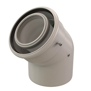 Centrotherm InnoFlue ICEL3545 45 deg Concentric Elbow, 3 or 5 in Intake, Galvanized Steel/Polypropylene, White, 8.3 in W