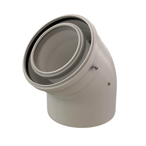 Centrotherm InnoFlue ICEL4645 45 deg Concentric Elbow, 4 or 6 in Intake, Galvanized Steel/Polypropylene, White, 6.9 in H