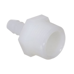 Devco 701-043 Adapter, 3/8 in x 3/4 in, Barbed x MIPT, Material Construction: Nylon, White