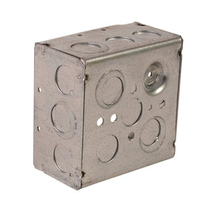 Devco PI362 Utility Box, Galvanized Steel, 21 cu-in, 4 in H, 4 in W, 1-1/2 in D, 1/2 in, 3/4 in Knockout