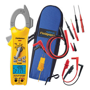Fieldpiece Job Link® SC480 Power Clamp Meter, 10000 Display Counts, 1000 mV, 10 V, 100 V, 1000 V/0.1 mV VDC/Resolution