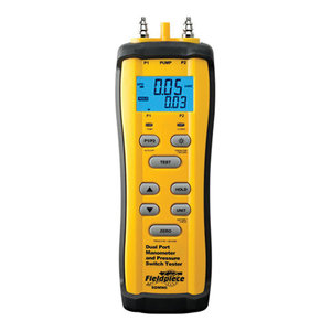 Fieldpiece SDMN6 Dual Port Manometer With Pressure Switch Tester, 0 to 0.07 psi, +/-0.001 psi Accuracy, Alkaline