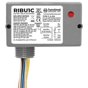 Functional Devices™ RIBU1C Enclosed Relay, 10-30 V, 120 V Control, SPDT, 10-30 V, 120 V Switching Voltage, Wired