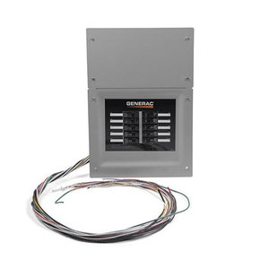Generac® RXG10EZA1 10-Circuit Automatic Transfer Switch, 120/240 V Control, 50 A Switching Current, NEMA 1 NEMA, Steel