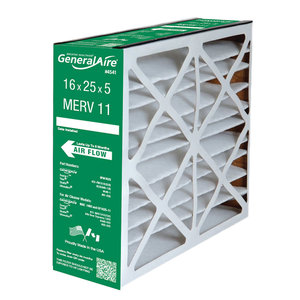 General Filters 4541 Cartridge Filter, Pleated Filter, 16 in L, 25 in W, 5 in Thick, 11 MERV