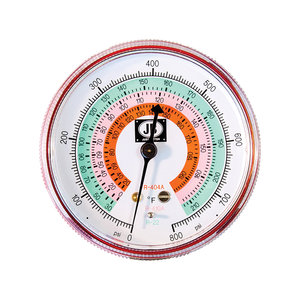 JB Industries M2-465 Non-Illuminating Pressure Gauge, R-22, R-410A, R-404A Refrigerant, 1/8 in x MPT, Steel Body, Red