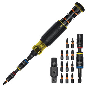 KLEIN TOOLS® KNECT™ 32517HD 17-in-1 Impact-Rated Hybrid Screwdriver/Nut Driver, 1/4 in, 3/8 in, 5/16 in Drive, Steel