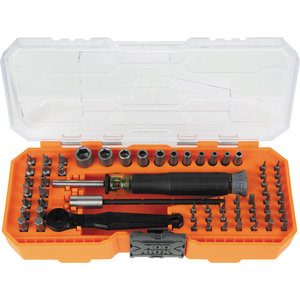 KLEIN TOOLS® 32787 Precision Ratchet and Driver System, 64-Piece, SAE, Steel, 8-3/4 in L, 3.7 in W, 1.8 in D