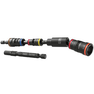 KLEIN TOOLS® 32984 Impact Flip Socket Set With Swivel Adapter, 6-Piece, SAE, 1/4 in Drive, Steel, 7.45 in L, 0.76 in W