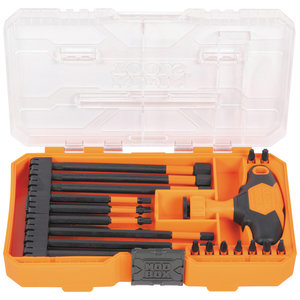 KLEIN TOOLS® ProFlex 33804 Impact-Rated Interchangeable Ratcheting T-Handle Set, 23-Piece, SAE, Tool Steel, 9-1/4 in L
