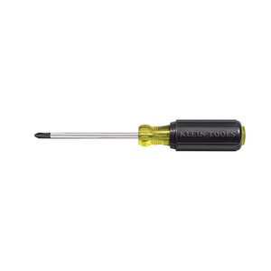 KLEIN TOOLS® 603-4 Screwdriver, #2 Bit, 1-Piece, Magnetic: No, 4 in L Shaft, 8-1/4 in L, Steel, Black/Yellow Handle