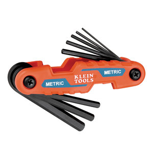 KLEIN TOOLS® 70540M Compact Folding Hex Key Set, Metric, 1.5 mm, 2 mm, 2.5 mm, 3 mm, 4 mm, 5 mm, 6 mm, 8 mm, Flat End