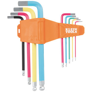 KLEIN TOOLS® CBLS9M 9-Piece Long Hex Key Set, Metric, 1.5 mm, 2 mm, 2.5 mm, 3 mm, 4 mm, 5 mm, 6 mm, 8 mm, 10 mm, 7 in L