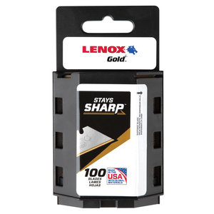 LENOX® Gold® 20352GOLD100D Utility Knife Blade, 2-3/8 in L Blade, Bi-Metal Blade, 3/4 in W, Titanium Nitride-Coated