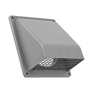 Lambro 389G Wall Hood Exhaust Vent, For Duct Size: 8 in, Plastic, Gray, Screen Included: Yes, Damper Included: Yes