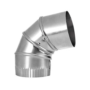 Lambro 433 Adjustable Elbow, Round Duct, 6 in x 6 in, Crimp x Crimp, 90 deg, 6 in Dia, Aluminum, 26 ga Gauge