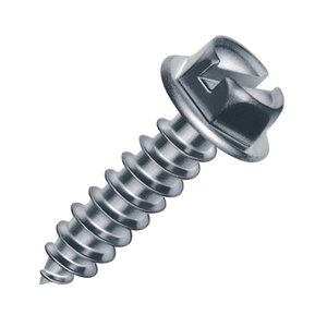 Malco® HW10X2 Sheet Metal Screw, Drill-In, Self-Piercing Fastener, Hex Washer, Slotted Head, Steel, Zinc-Plated