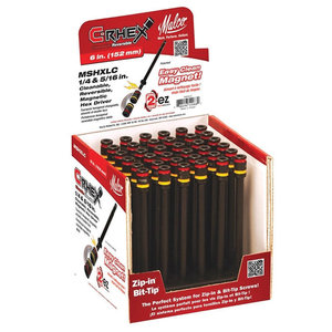 Malco® C-RHEX® MSHXLC Cleanable/Reversible Driver, SAE, Hex Drive, Magnetic: Yes, 6 in L Shaft, 6 in L, Red/Yellow