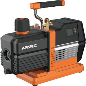 Navac NRP8DI Smart Vacuum Pump, 8 cfm, 15 um Vacuum, 2-Stage, 115 V, 3/4 hp Motor, 1/4 in, 3/8 in, 1/2 in, Battery