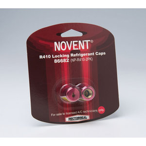 Novent® 86682 Locking Refrigerant Cap, R-410 Refrigerant, Threaded, 1/4 in, Aluminum, Neoprene Seal, Pink