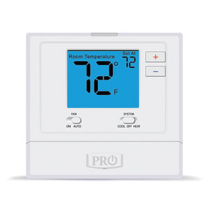 PRO1® T701 Non-Programmable Thermostat, 24 V, 1H/1C-Stage, Auto Changeover: Yes, Battery, Hardwired, Alkaline