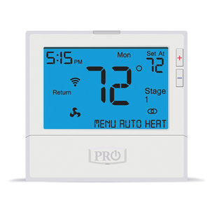 PRO1® T855I Wi-Fi Thermostat, 24 V, 2H/2C, 3H/2C-Stage, Hardwired, Auto Changeover: Yes, Backlit Display, 1.5 A