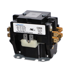 Packard C240A Contactor, 24 V Control, 2-Pole, 40 A Switching Current, 50/60 Hz