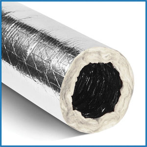 Quietflex® Rip-Stop 85 Series 1285 Flexible Bagged Air Duct, 12 in ID, R8, Polyester Core, Round, Silver