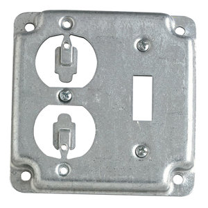 Steel City® RS2 Box Cover, Galvanized Steel, Surface Installation/Mounting, 5 cu-in, 4 in H, 4 in W, 1/2 in D, Silver