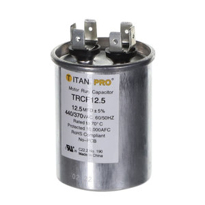 TITAN PRO® TRCF12.5 Motor Run Capacitor, 12.5 uF MFD, 370-440 V, Round, 50/60 Hz