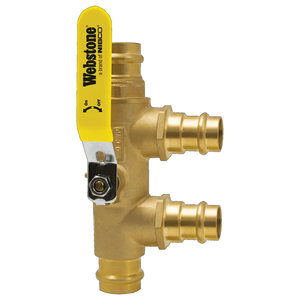 Webstone H-x864 Series H-88655 Ball Valve, 1-1/4 in x 1-1/4 in, Press x Press, Brass Body, PTFE Seal, Full Port