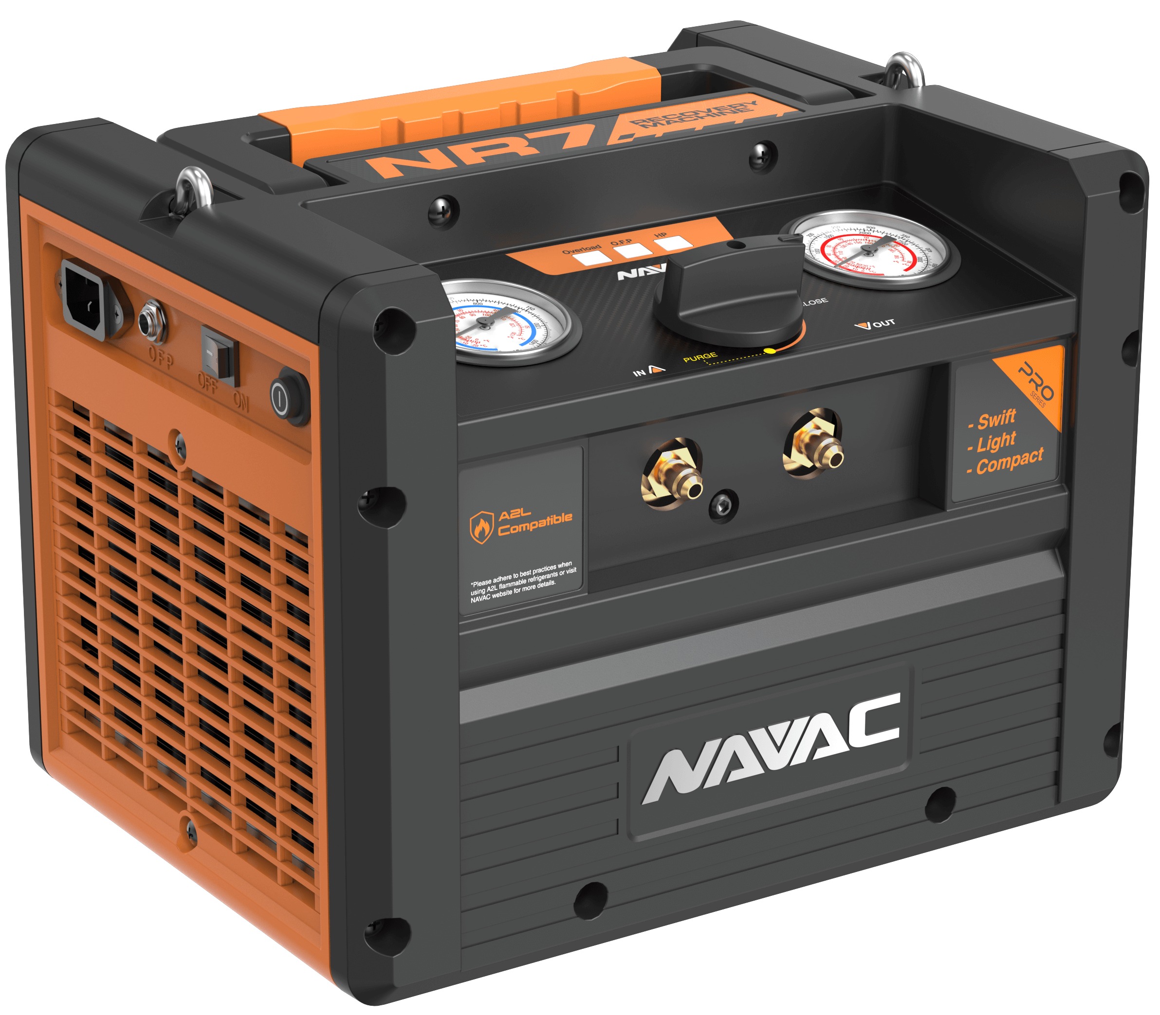 Navac NR7 Pro Series Refrigerant Recovery Unit, Dual Cylinder, DC Powered, A2L Rated
