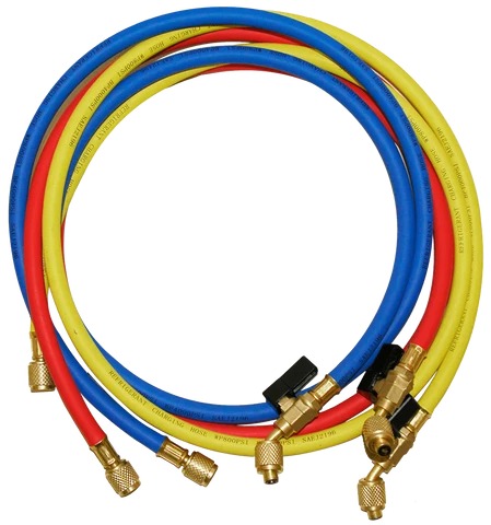 Navac NH5SC Refrigerant Hose Set, 5 ft, 45 deg with Ball Valve