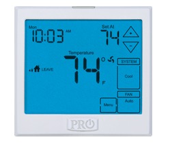 PRO1® PRO1-T955 Touch Screen Thermostat, 3 Heat/2 Cool, 5+1+1 or 7-Day Programmable or Non-Programmable