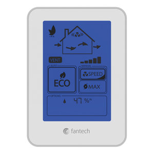 fantech® ECO-Touch® 414727 TVOC Sensing Wall Control, 12 V, Screw Terminal, 5 % Accuracy, 3-19/64 in H, 4-19/32 in W