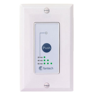 fantech® 44794 20/40/60 min Pushbutton Timer, 12 V, Screw Terminal, 4-1/8 in H, 1-5/16 in W, 5/8 in D