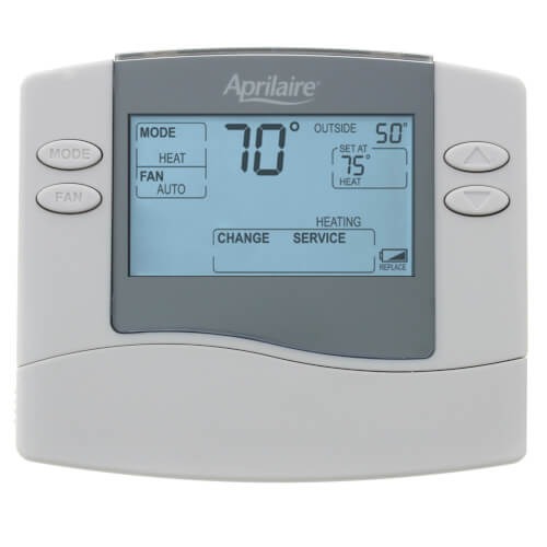 Aprilaire® 8444 Non-Programmable Thermostat, 24 V, 1H/1C-Stage, Battery, Hardwired, LCD Display, 5-3/4 in H