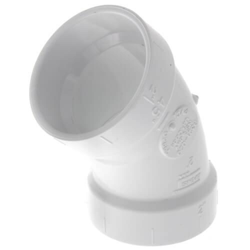 TIGRE 321-3402 DWV 45 deg Elbow, 2 in, PVC, Hub x Hub