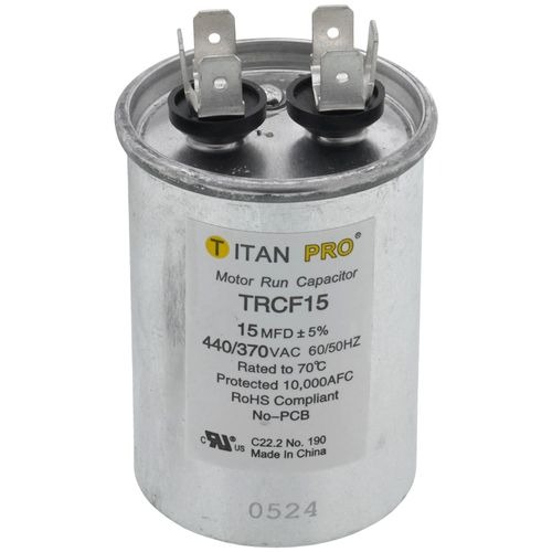 DiversiTech® TRCF15 Packard Titan Pro Round Run Capacitor, 15 MFD, 440/370V