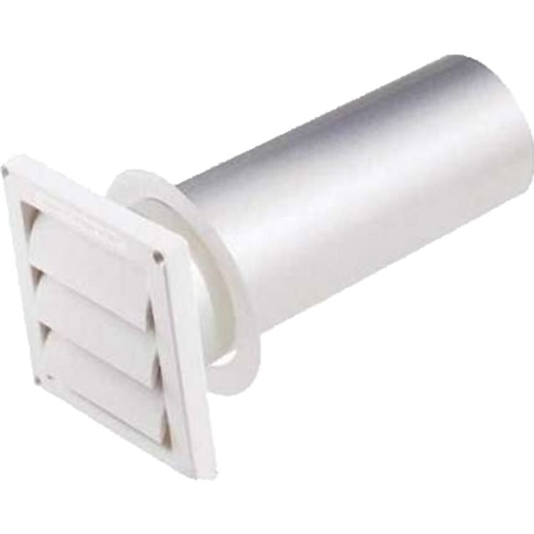 Deflecto® SVHAW6/8 Louvered Vent Hood, 7-7/8 in H, 5/8 in W, For Duct Size: 6 in, Plastic, White, 1 ga Gauge