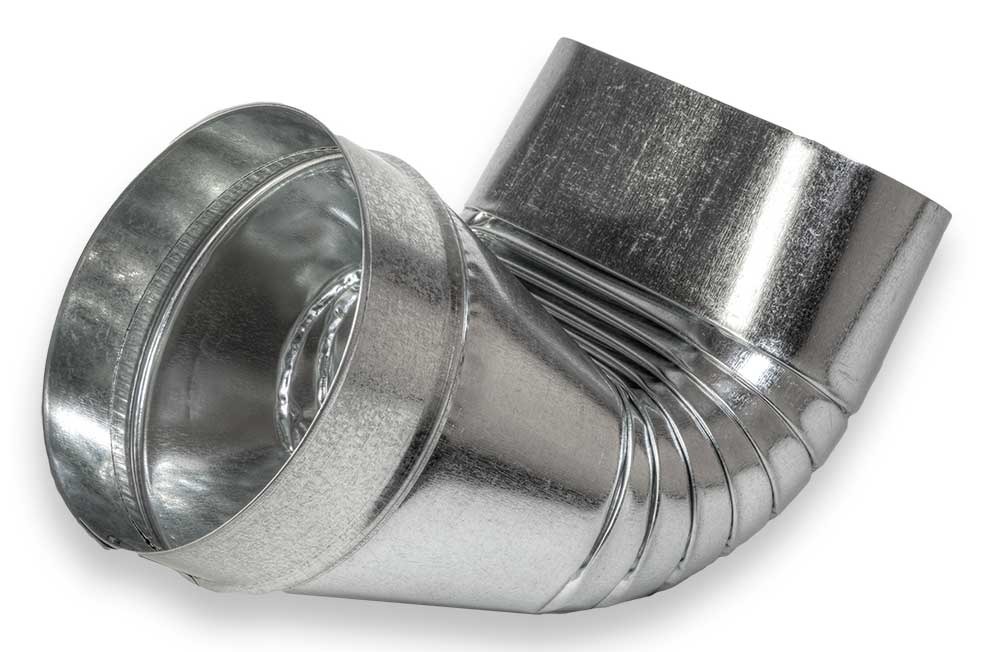 ZM Sheet Metal 075-060630C Round to Oval 90 deg Boot, 6 in Round to 6 in Oval, Crimped Oval End