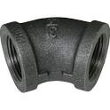 BRAMEC® 520-204 45 deg Elbow, 3/4 in, Black Malleable Iron, Threaded