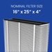 Aprilaire® 416 Air Filter, 16 in L, 25 in W, 4 in Thick, 16 MERV, Synthetic Fiber Filter
