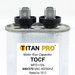 TITAN PRO® TOCF20 Motor Run Capacitor, 20 uF MFD, 370-440 V, Oval, 2.68 in H, 2.8 in W, 1.77 in D, 50/60 Hz