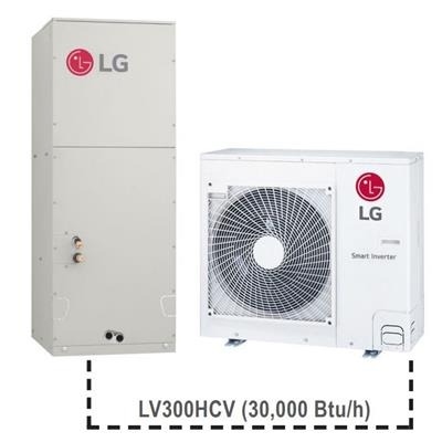 LG HVAC LVU300HCV Single Zone Inverter Heat Pump, R-410A Refrigerant, 30000 Btu/hr Cooling BTU, 15.5 SEER2, 9.1 HSPF2