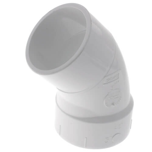 TIGRE 323-3410 DWV 45 deg Street Elbow, 3 in, PVC, Spigot x Hub