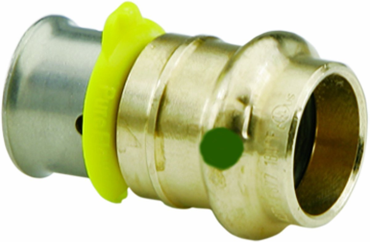Viega 99620 PureFlow Press Adapter, 1/2 in PEX x 1/2 in Copper, Bronze, Sleeves Attached